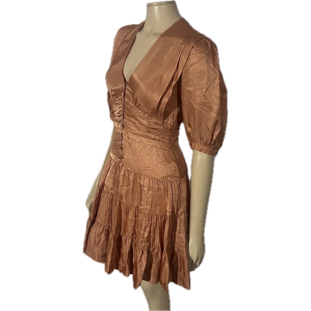NWT Sandro Gathered tiered satin mini dress - Picture 12 of 16